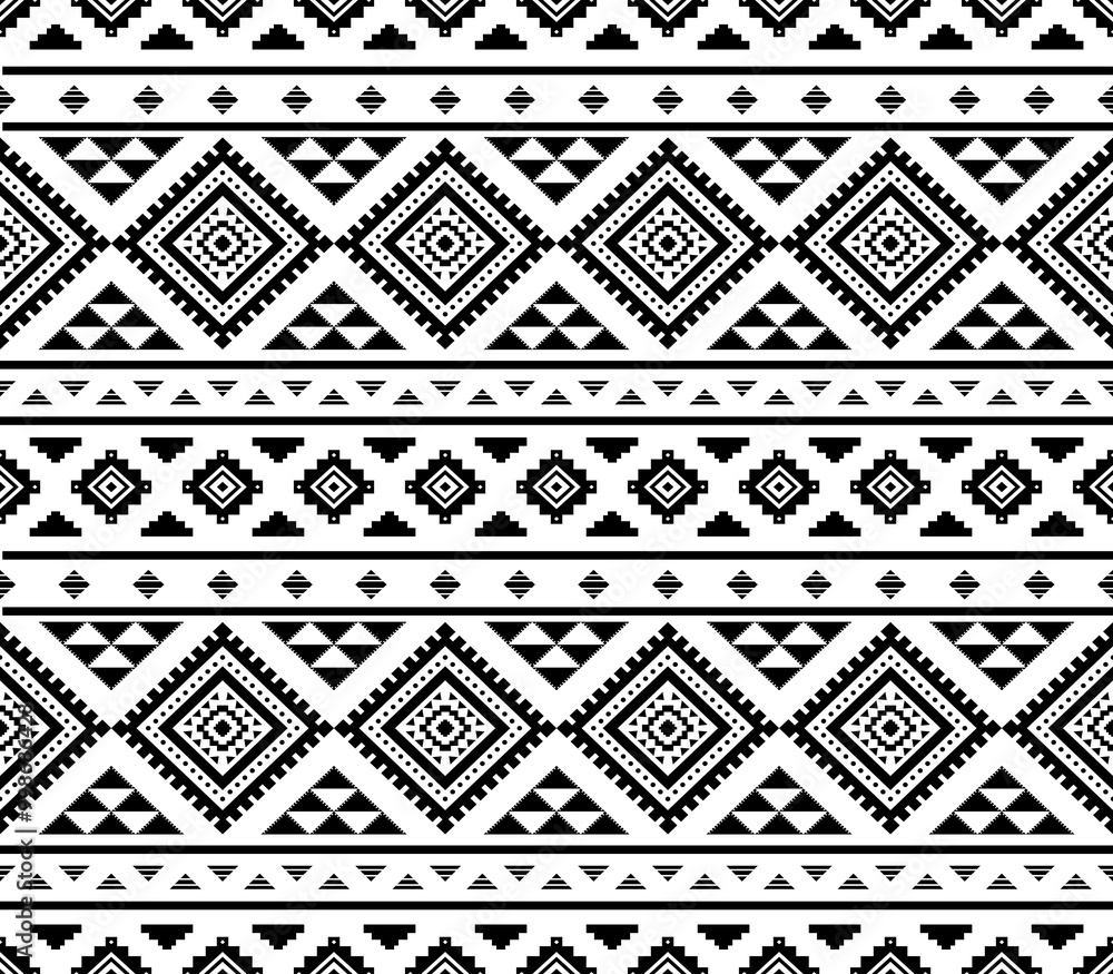 Ancient echoes Aztec geometric seamless patterns southwest Navajo Native American tribal ethnic black and white for textile printing Ancient echoes Aztec geometric seamless patterns southwest Navajo Native American tribal ethnic black and white for textile printing