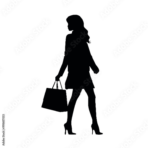 Shopping girl silhouette vector illustration