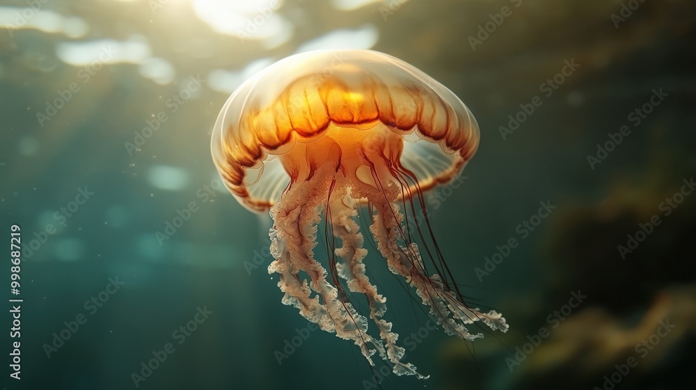 Soft glowing jellyfish lamp for tranquil ambiance in spring decor Soft glowing jellyfish lamp for tranquil ambiance in spring decor