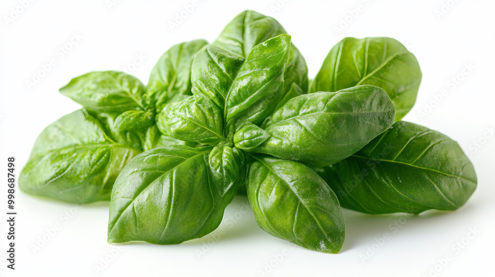 Basil green leaves isolated on white background Basil green leaves isolated on white background