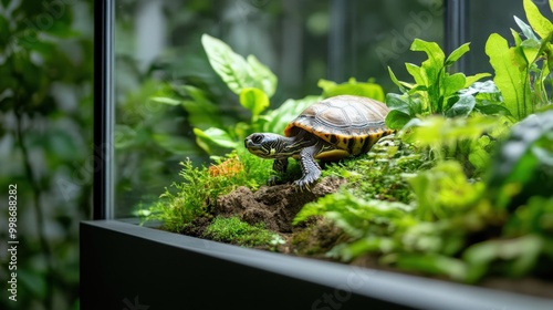 Tropical turtle terrarium: nature's vibrant oasis for home decor and nature enthusiasts