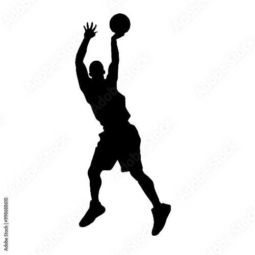 Player in Action Slam Dunk Silhouette Vector Illustration Transparent Background