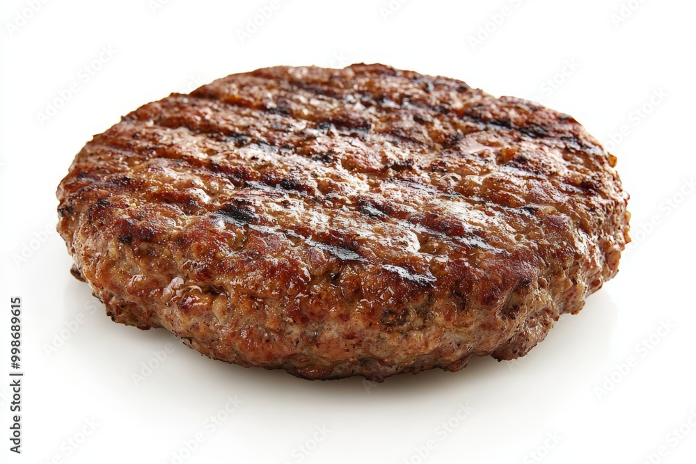 perfect grilled hamburger meat isolated on white background perfect grilled hamburger meat isolated on white background