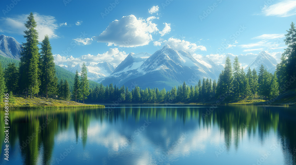 Serene Lake and Mountain Landscape with Reflections in the Alps Serene Lake and Mountain Landscape with Reflections in the Alps