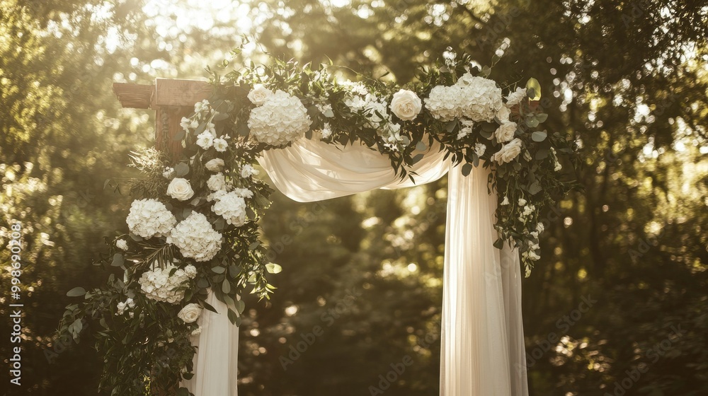 Serene Outdoor Wedding Ceremony with Floral Arch Serene Outdoor Wedding Ceremony with Floral Arch