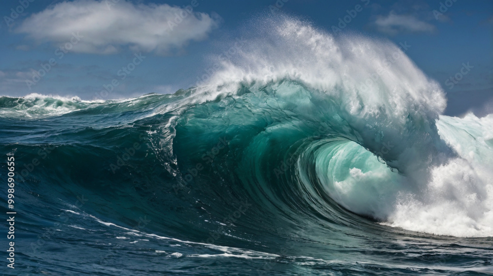 Dynamic Ocean Wave Crashing Powerfully Against Rock Dynamic Ocean Wave Crashing Powerfully Against Rock