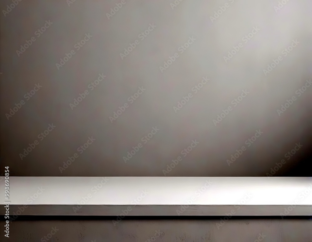 A simple, minimalist white shelf against a gray wall A simple, minimalist white shelf against a gray wall
