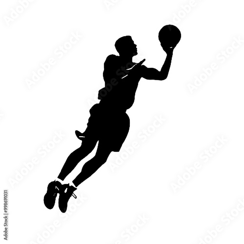 Powerful Slam Dunk Silhouette Vector Illustration Transparent Background