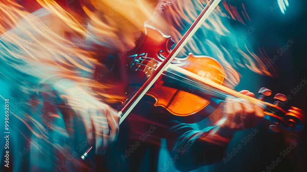 Fototapeta premium Motion blurred violonist abstract