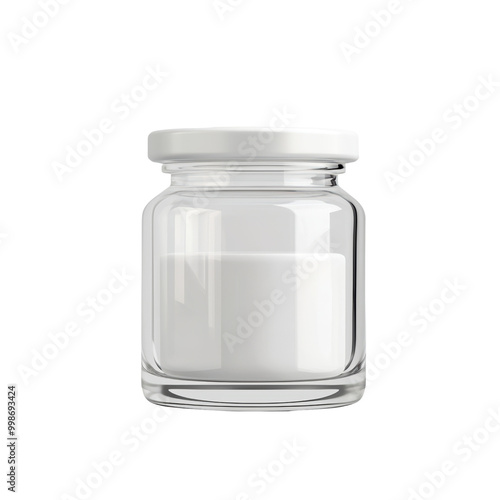 Clear glass jar with white contents