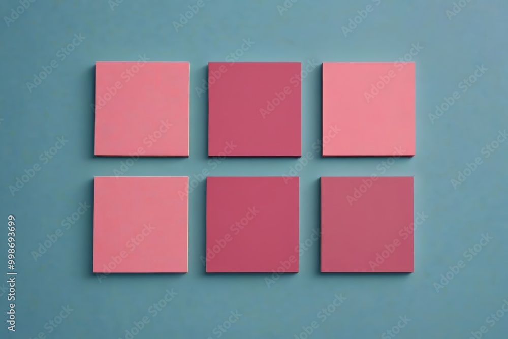 four square pink squares are arranged in a row on a blue background four square pink squares are arranged in a row on a blue background