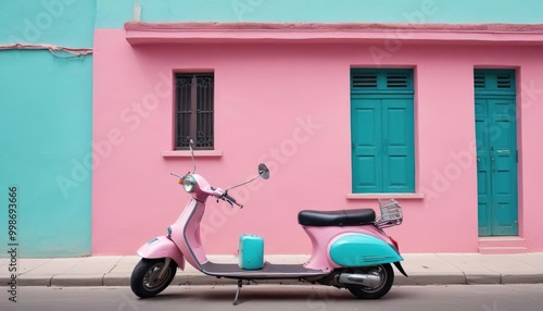Fototapeta Naklejka Na Ścianę i Meble -  vintage scooter parked on the street