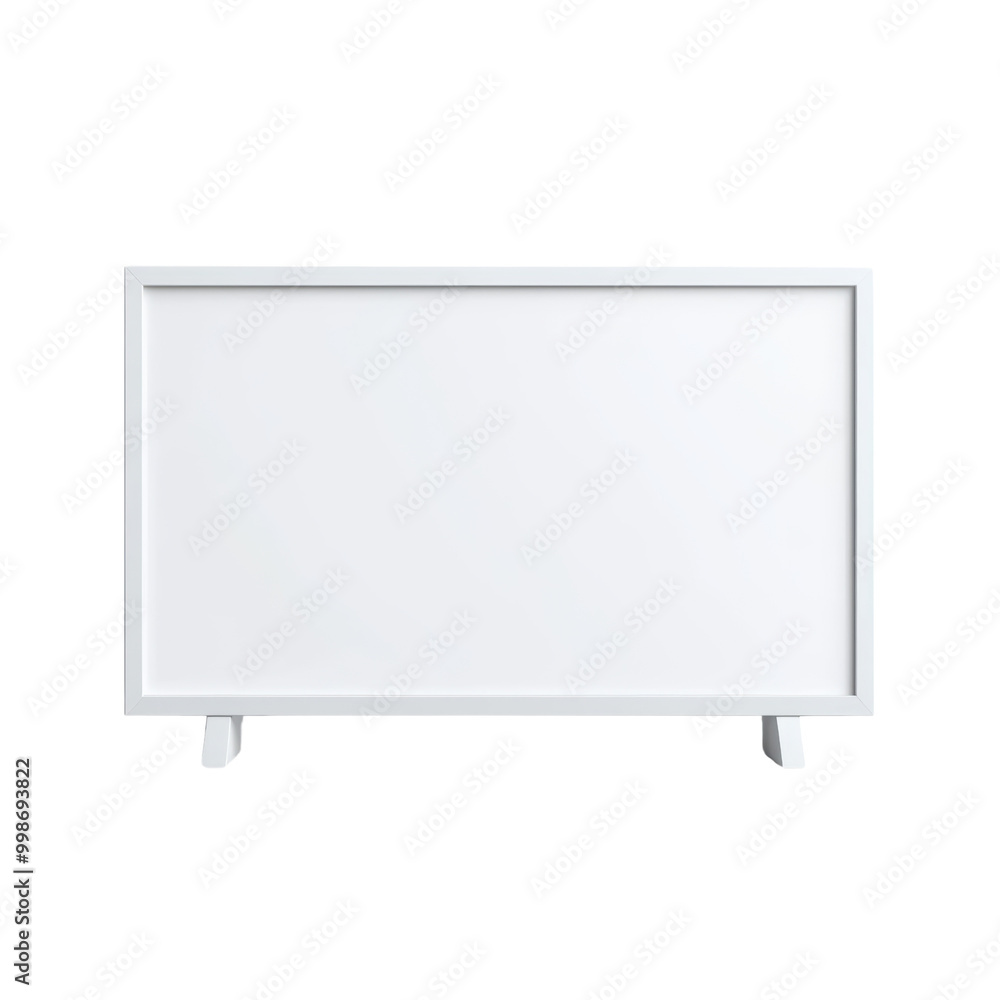 Modern white blank display board on minimalist stand Modern white blank display board on minimalist stand