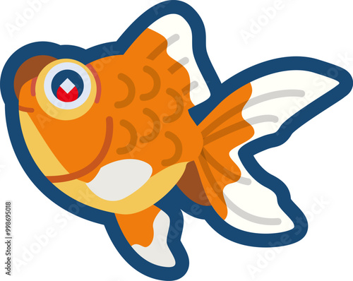 かわいい金魚（赤出目金）のイラスト