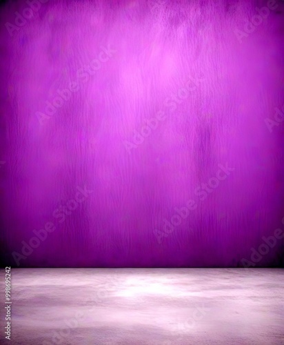 A purple wall with a white floor in the foreground