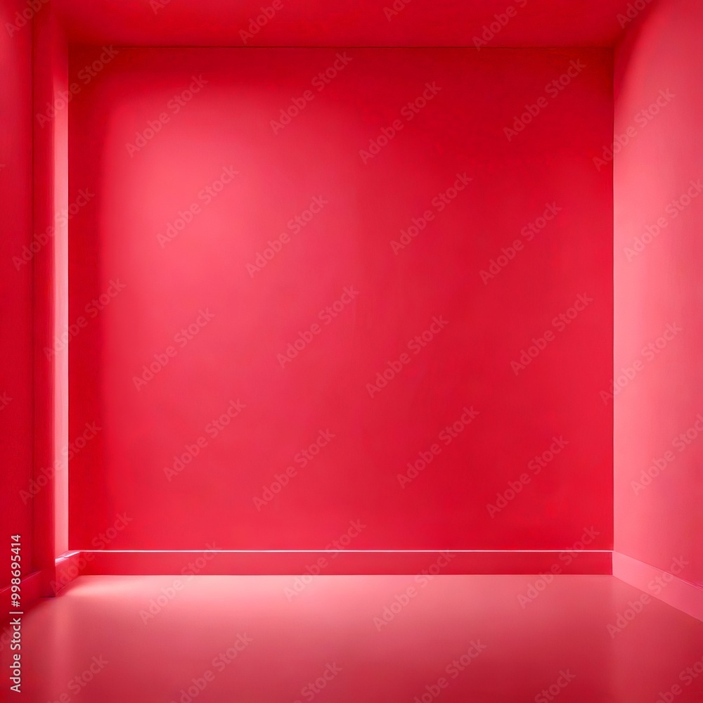 A pink-painted room with a white floor and a white line along the bottom wall A pink-painted room with a white floor and a white line along the bottom wall