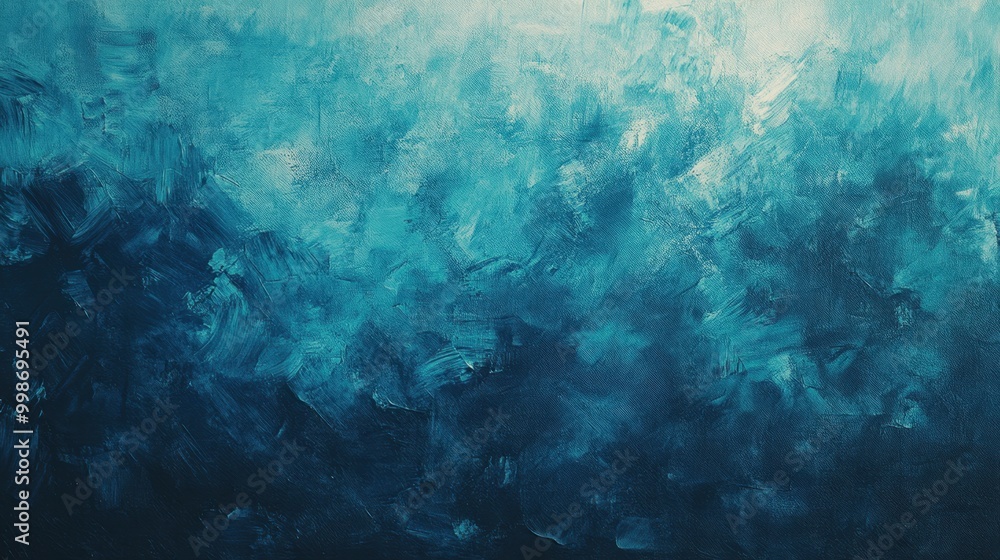 Obraz premium Blue and teal abstract brushstrokes on canvas, creating a textured background with a sea and sky color palette