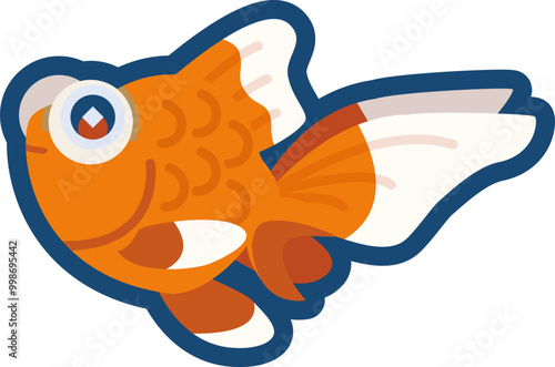 かわいい金魚（リボンテール蝶尾）のイラスト