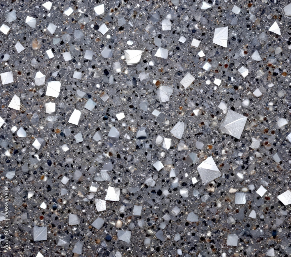 Fototapeta premium a close-up view textured surface composed of small, irregularly shaped white and gray stones or pebbles
