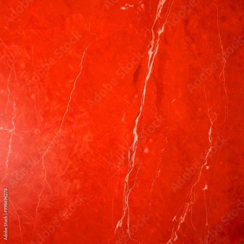 a close-up view red marble surface with visible cracks and a white line running through the center photo