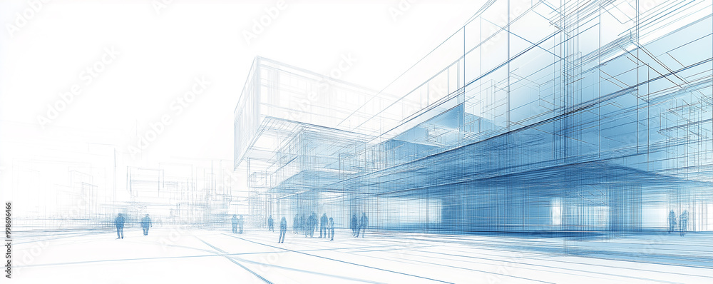 Architectural Blueprint of Modern Urban Building Design, Architectural Blueprint of Modern Urban Building Design,