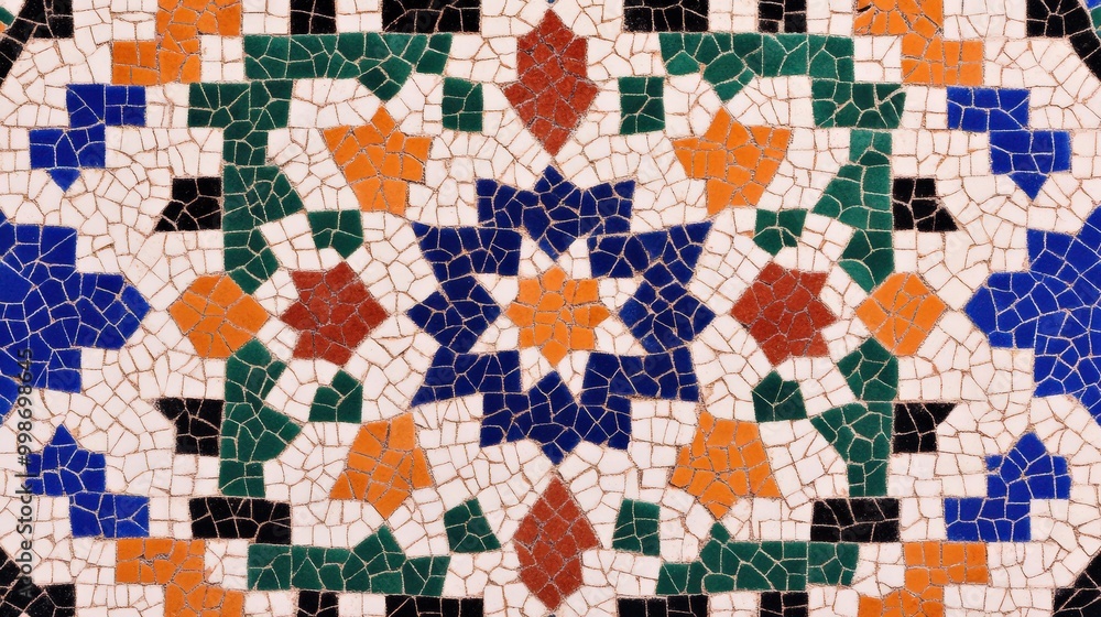 Fototapeta premium Intricate geometric patterns on moroccan zellij for decoration and design