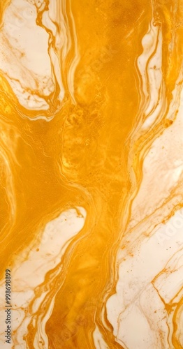 a close-up view marble surface with a swirling pattern of gold and white hues, creating a sense of movement and depth photo