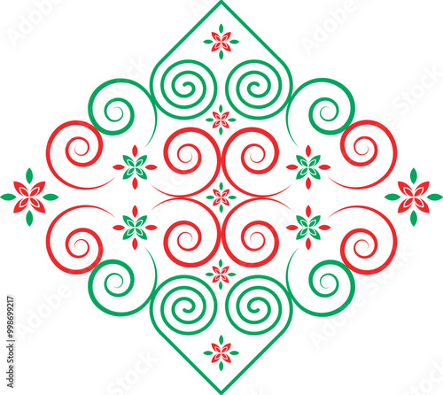 Hmong ethnic fabric patterns are spiral lines connected in shapes and flowers, which combine traditional and modern designs, used in clothing design.