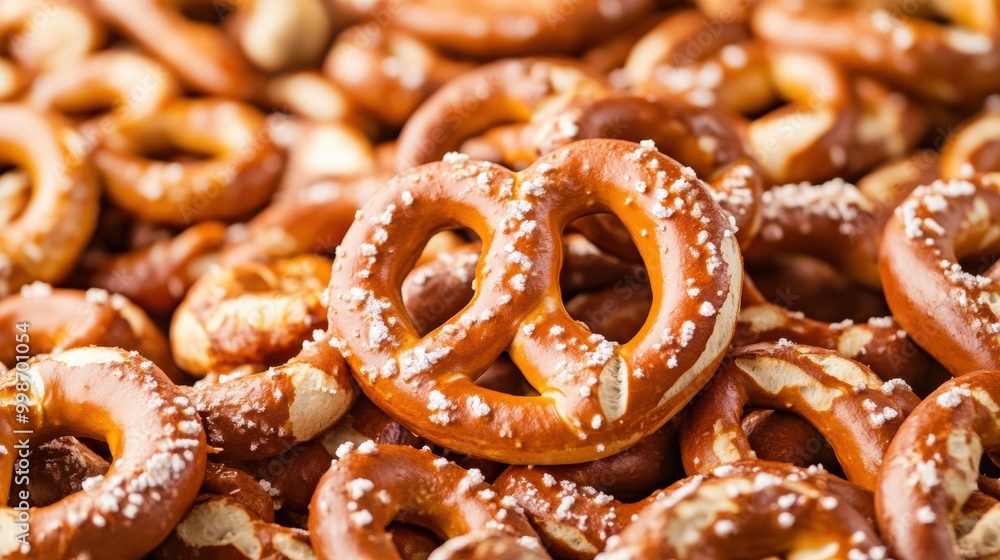 Close-up view of delicious salty pretzels snack assortment Close-up view of delicious salty pretzels snack assortment