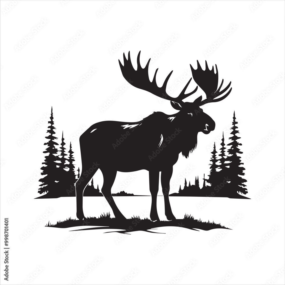 deer silhouette vector illustration, deer silhouette vector illustration,