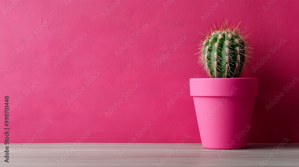 Pink Cactus Minimalism: A single, vibrant green cactus thrives in a pink pot against a bold pink wall, creating a minimalist and modern aesthetic. The image evokes a sense of calm and tranquility. Pink Cactus Minimalism: A single, vibrant green cactus thrives in a pink pot against a bold pink wall, creating a minimalist and modern aesthetic. The image evokes a sense of calm and tranquility.