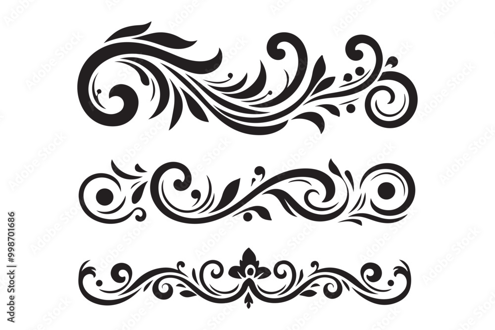 Elegant Ornamental Design Vector Silhouette Elegant Ornamental Design Vector Silhouette