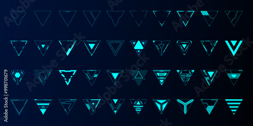 Hud technology triangle abstract frame set futuristic design.