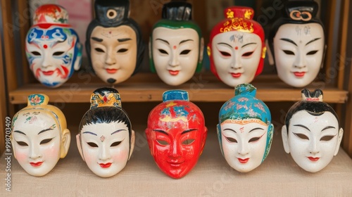 Vibrant chinese opera masks collection for cultural art display