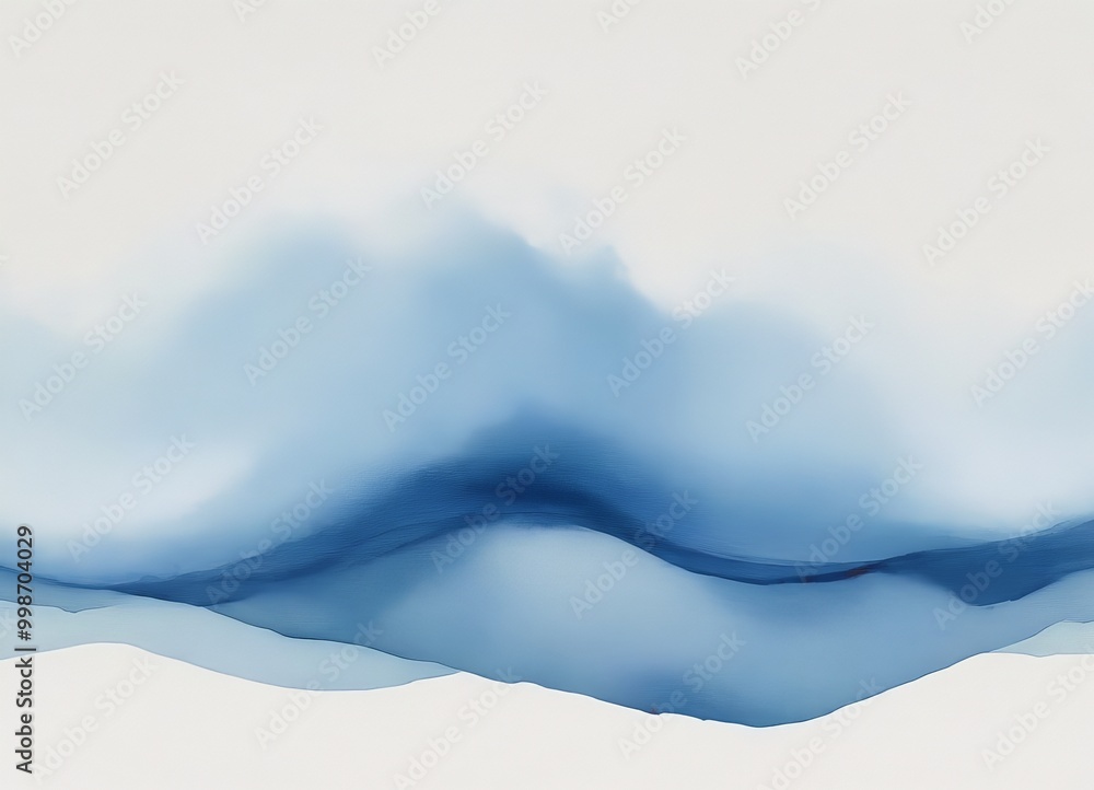 a serene, abstract landscape with a gradient of blue hues, transitioning from a lighter shade at the top to a darker one at the bottom The 's brushstrokes create a sense a serene, abstract landscape with a gradient of blue hues, transitioning from a lighter shade at the top to a darker one at the bottom The 's brushstrokes create a sense