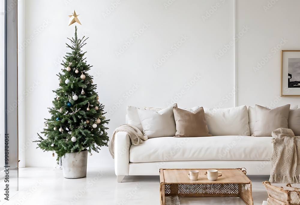 Clean Minimalist Interiors with White Walls, a Simple Tree, and Subtle Elegant Decorations Clean Minimalist Interiors with White Walls, a Simple Tree, and Subtle Elegant Decorations