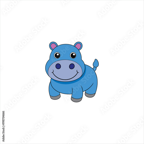 Vector illustration of Cartoon Hippopotamus on white background