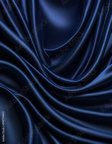 Wallpaper Mural a close-up view flowing, shiny blue satin fabric, with the folds and creases creating a sense of movement and depth Torontodigital.ca