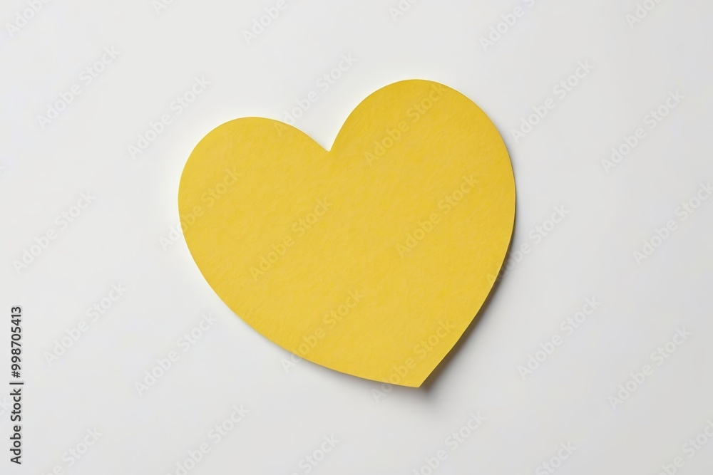 Obraz premium yellow heart shaped paper on white background with copy space