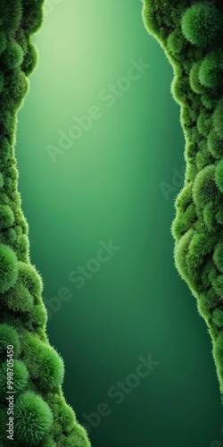 a vertical arrangement of green moss or plants with a gradient background transitioning from a darker shade at the top to a lighter one at the bottom photo