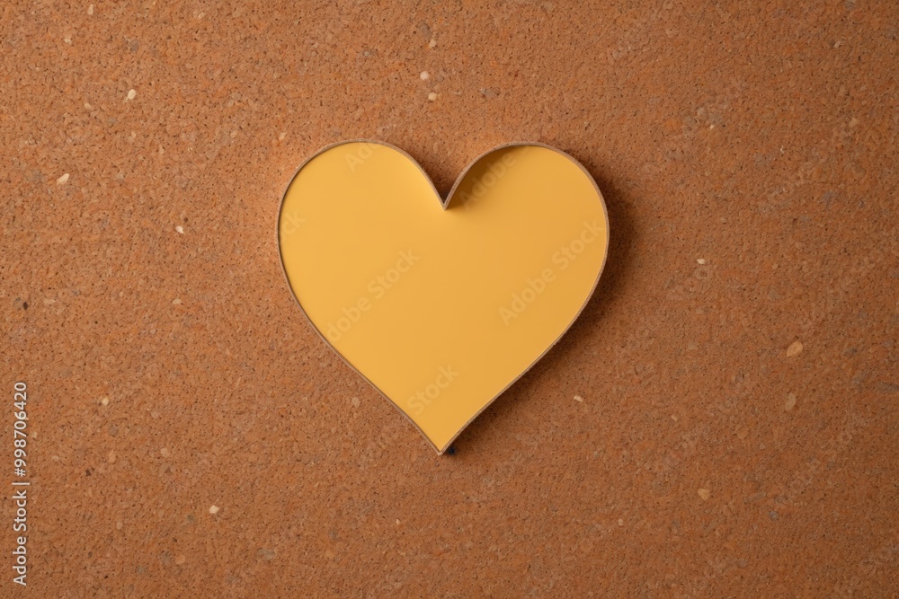 Obraz premium there is a yellow heart shaped paper on a brown surface