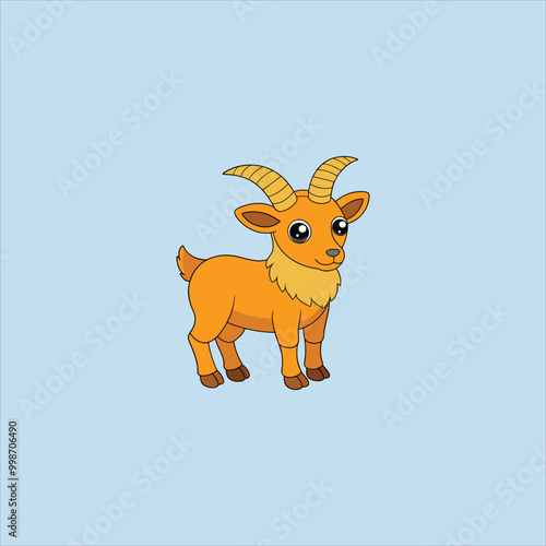 Cute Illustration of A Happy Looking cartoon goat