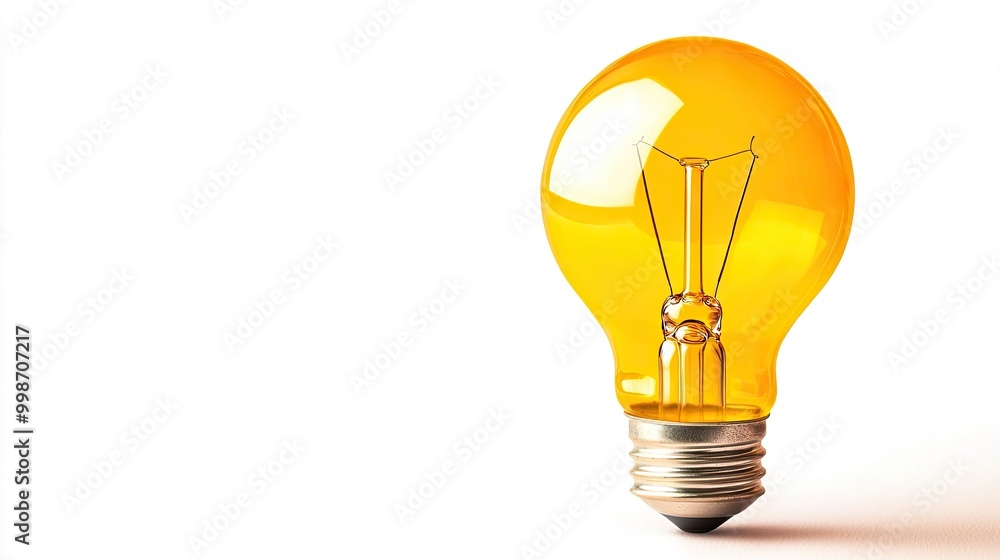 Yellow light bulb, white isolated background Yellow light bulb, white isolated background