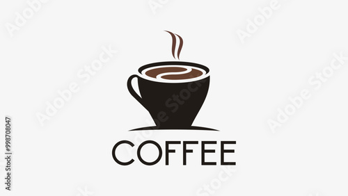 Coffee Bean, Smoke and Cafe Cup Mug logo design