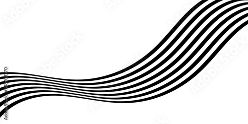 Black on white abstract perspective line stripes with 3d dimensional effect. The geometric lines element design
