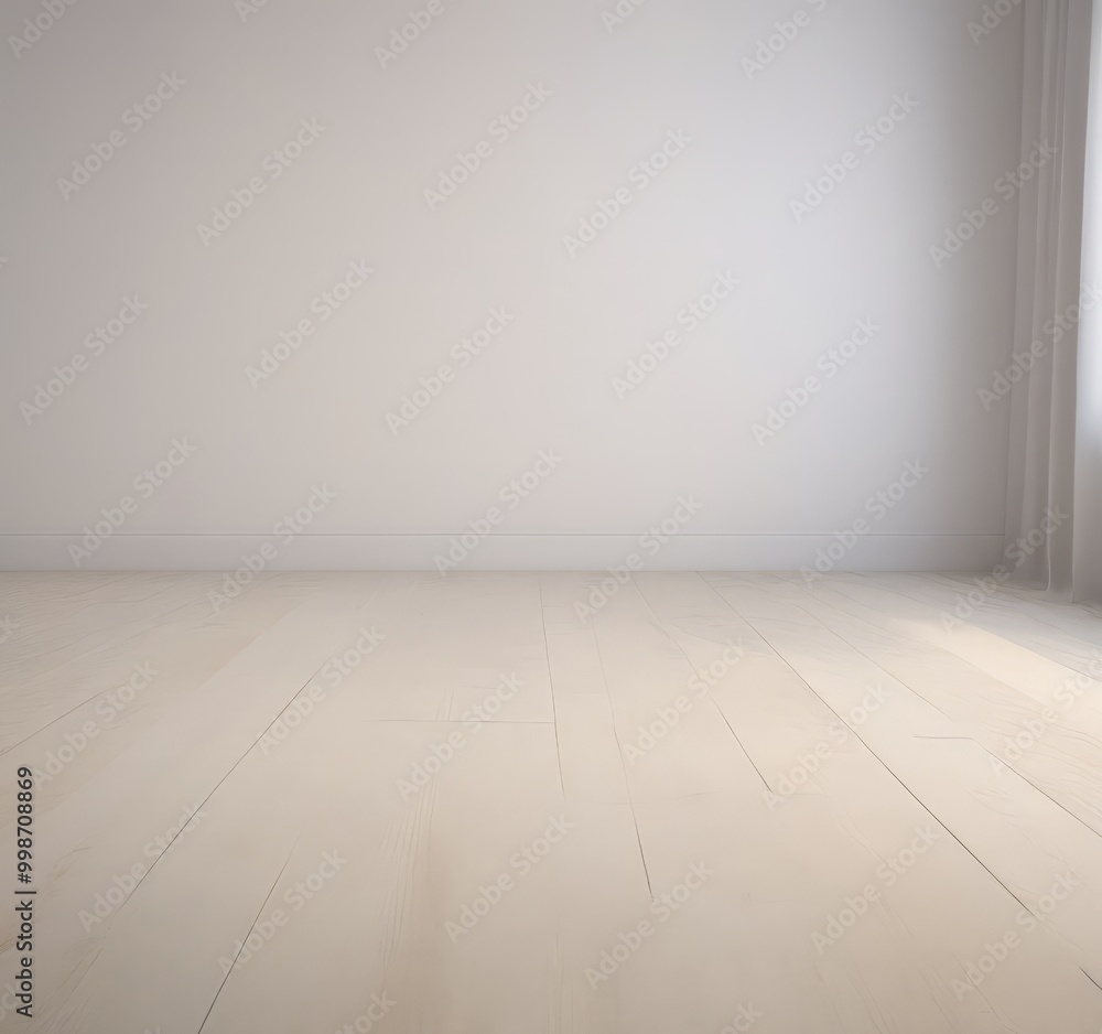 An empty room with a white wall and a wooden floor An empty room with a white wall and a wooden floor