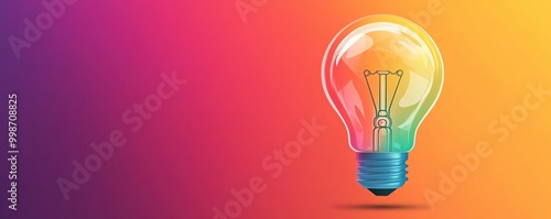 Lightbulb with a rainbow gradient, diversity in ideas, flat design concept