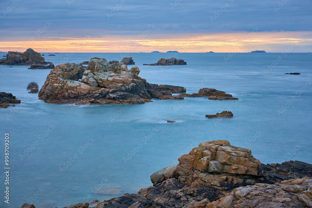 landscape photo of a beach at emerald coast of Brittany, France landscape photo of a beach at emerald coast of Brittany, France