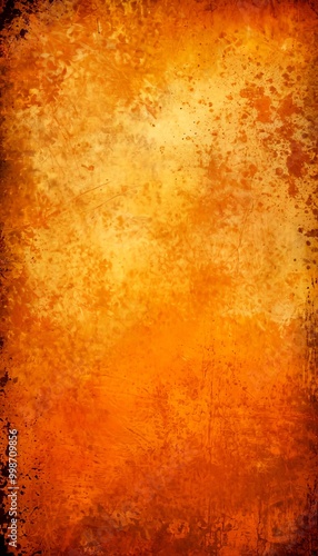 a textured, grunge-like background with a warm, orange-yellow hue The surface appears to be covered in small, irregularly shaped splotches or stains, giving it a distressed