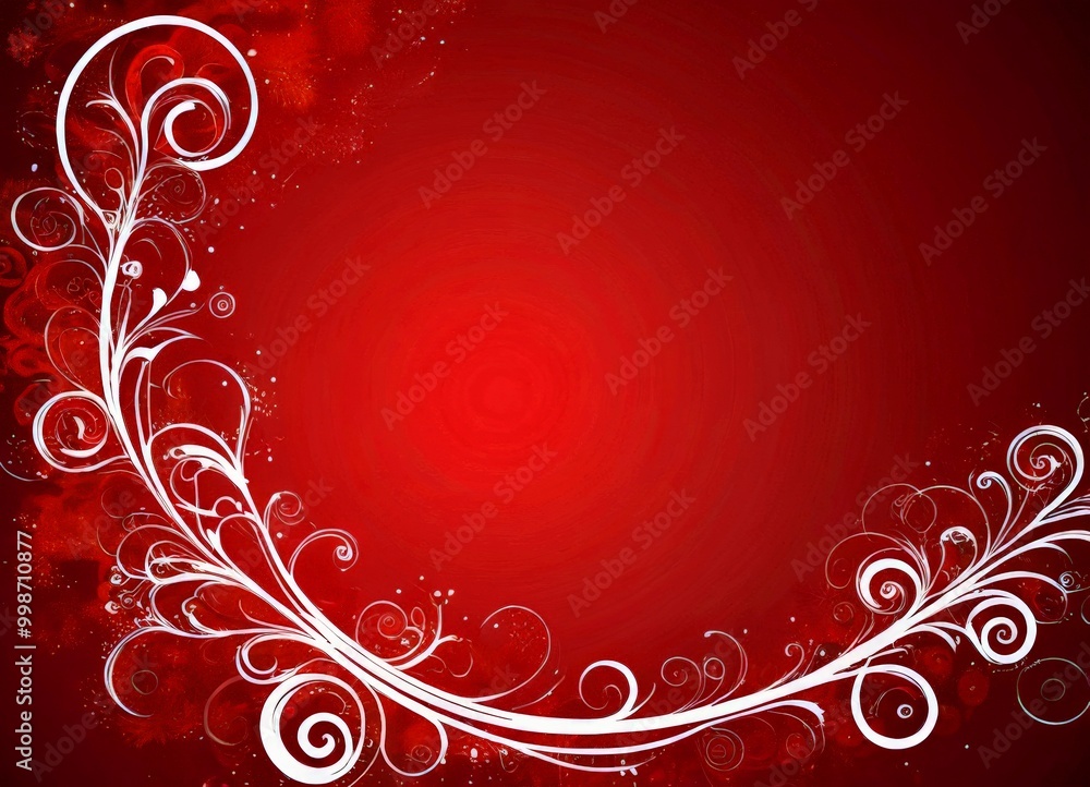 a red background with a white, swirling design in the top left corner a red background with a white, swirling design in the top left corner